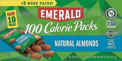 Emerald Nuts, Natural Almonds, 100 Calorie Packs, 10 Ct, 6.2 Oz