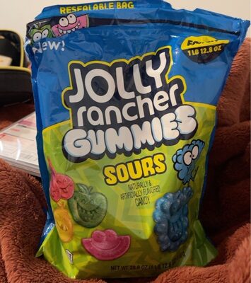 Green Apple, Blue Raspberry, Cherry, Lemon & Watermelon Flavored Gummy Candy Sours, Green Apple, Blue Raspberry, Cherry, Lemon & Watermelon