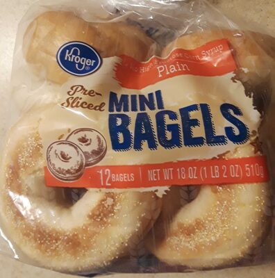 Plain Pre-Sliced Mini Bagels, Plain