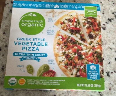 Vegetable Feta Cheese, Souvlaki Inspired Spicy Garlic Sauce, Marinated, Semi-Dried Tomatoes, Spinach Creme Fraiche Infused Ultra Thin Crust Greek Style Pizza, Vegetable