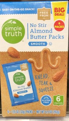 Smooth No Stir Almond Butter Packs, Smooth