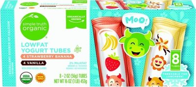 Strawberry Banana, Vanilla Lowfat Yogurt Tubes, Strawberry Banana, Vanilla