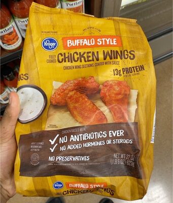 Buffalo Style Chicken Wing Sections, Coated With Sauce, Buffalo Style