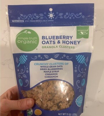 Blueberry Oats & Honey Crunchy Clusters Of Whole Grain Oats Dried Blueberries Maple Syrup Cinnamon Cardamom Granola Clusters, Blueberry Oats & Honey