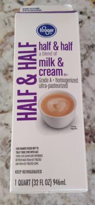 Grade A Blend Of Milk & Cream Half & Half, Milk & Cream