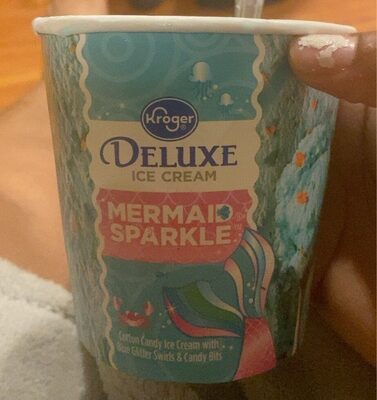 Cotton Candy Deluxe Ice Cream With Blue Glitter Swirls & Candy Bits, Mermaid Sparkle