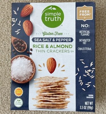 Sea Salt & Pepper Rice & Almond Thin Crackers, Sea Salt & Pepper