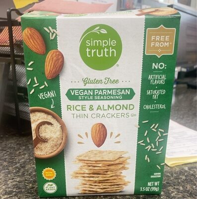 Vegan Parmesan Style Seasoning Rice & Almond Thin Crackers, Vegan Parmesan Style Seasoning