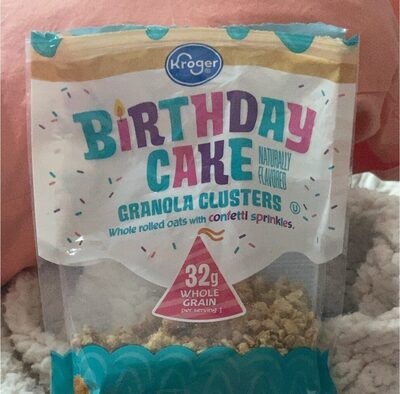 Granola Clusters Flavored Whole Rolled Oates With Confetti Sprinkles Birthday Cake, Granola Clusters