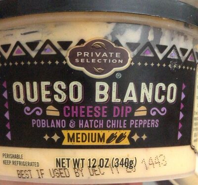 Medium Queso Blanco Poblano & Hatch Chile Peppers Cheese Dip, Medium Queso Blanco
