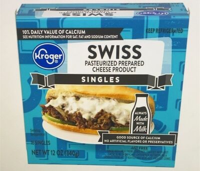 Swiss Singles Pasteurized Prepared Cheese Product, Swiss