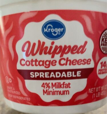 Whipped Cottage Cheese Spreadable 4% Milkfat Minimum, Whipped Cottage Cheese