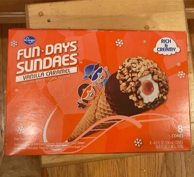 Vanilla Caramel Flavored Vanilla Frozen Dairy Dessert Topped With Chocolate Flavored Coating & Peanuts In A Sugar Cone, Vanilla Caramel