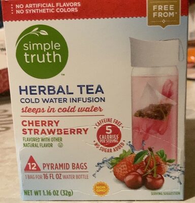 Cherry Strawberry Cold Water Infusion Herbal Tea Pyramid Bags, Cherry Strawberry