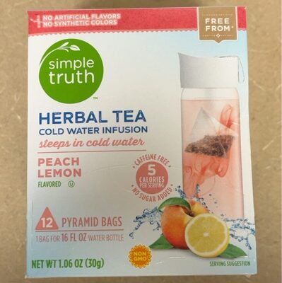 Peach Lemon Flavored Cold Water Infusion Herbal Pyramid Tea Bags, Peach Lemon