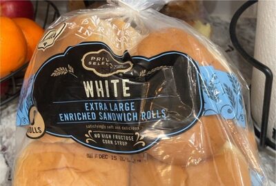 White Extra Large Enriched Sandwich Rolls, White