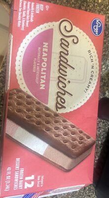 Neapolitan Frozen Dairy Dessert (Chocolate, Vanilla, & Strawberry) Between Two Chocolaty Wafers Snowboard Sandwiches, Neapolitan Snowboard