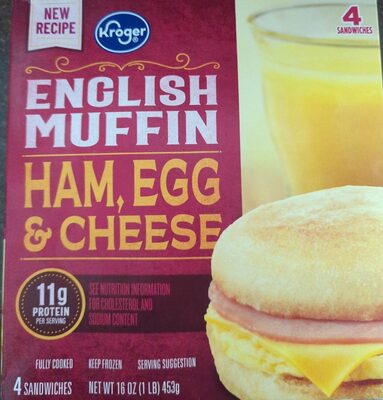 Ham, Egg & Cheese English Muffin Sandwiches, Ham, Egg & Cheese