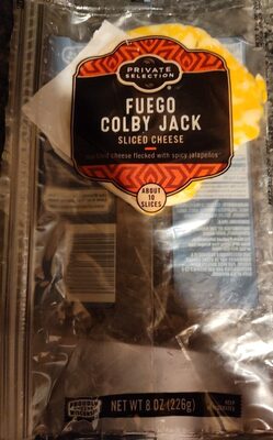 Fuego Colby Jack Natural Colby And Monterey Jack Sliced Cheese With Jalapeno Peppers, Fuego Colby Jack