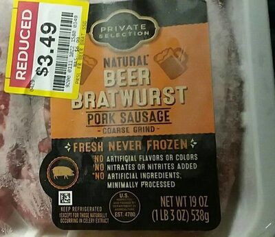 Beer Bratwurst Pork Sausage, Beer Bratwurst