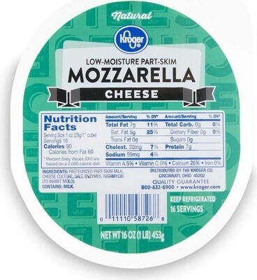 Kroger, Part-Skim Mozzarella Cheese