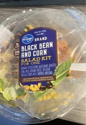 Black Bean And Corn Romaine Lettuce Blendm Black Beans, Roasted Corn, Mild Cheddar Cheese, Tri-Color Tortilla Strips With Chipotle Dressing Salad Kit For One, Black Bean And Corn
