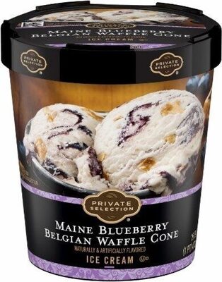 Maine Blueberry Belgian Waffle Cone Flavored Ice Cream, Maine Blueberry Belgian Waffle Cone