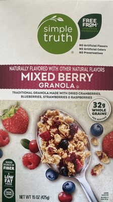 Mixed Berry Traditional Granola Made With Dried Cranberries, Blueberries, Strawberries And Raspberries Granola, Mixed Berry