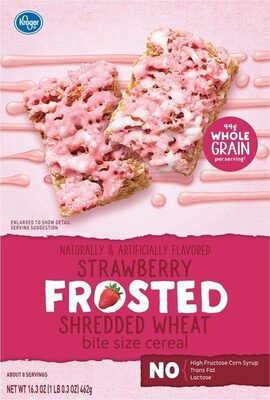 Strawberry Frosted Flavored Shredded Wheat Bite Size Cereal, Strawberry Frosted