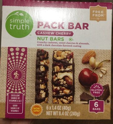 Cashew Cherry Crunchy Cashews, Sweet Cherries & Almonds, With A Dark Chocolate Flavored Coating Pack Nut Bars, Cashew Cherry