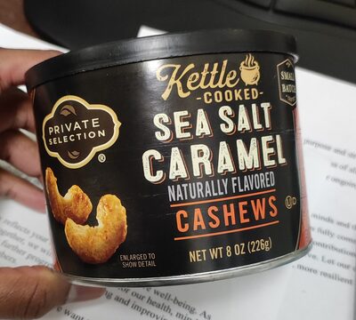 Sea Salt Caramel Flavored Kettle Cooked Cashews, Sea Salt Caramel
