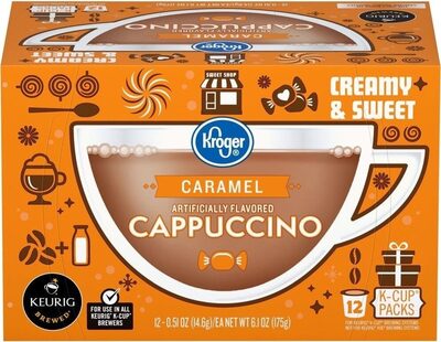Caramel Cappuccino Coffee Beverage Mix Recyclable K-Cup Pods, Caramel Cappuccino