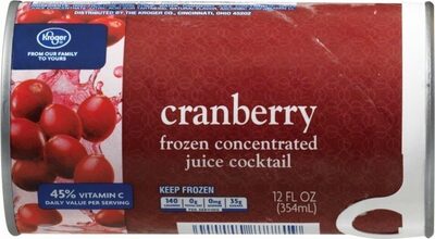 Kroger, Frozen Concentrated Juice Cocktail, Cranberry, Cranberry