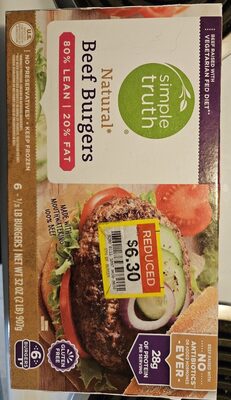 80% Lean/20% Fat Natural Beef Burger