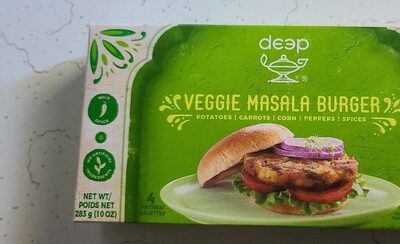 Potatoes, Carrots, Corn, Peppers, Spices Veggie Masala Burger, Veggie Masala