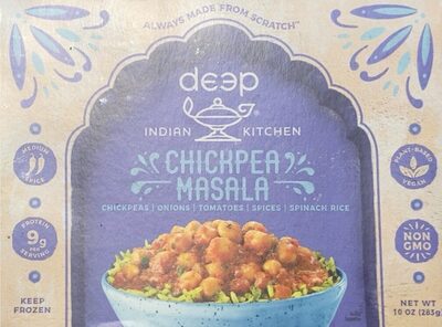Chickpea Masala Chickpeas, Onions, Tomatoes, Spices, Spinach Rice, Chickpea Masala