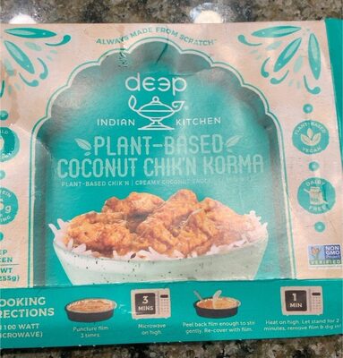 Coconut Chik'N Korma Plant-Based Creamy Coconut Sauce Cumin Rice, Coconut Chik'N Korma