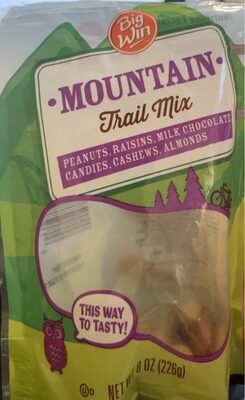 Mountain Peanuts, Raisins, Milk Chocolate Candies, Cashews, Almonds Trail Mix, Mountain