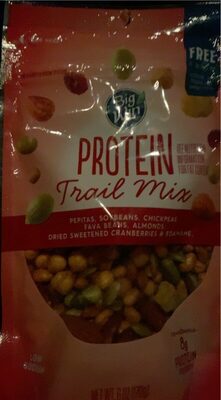 Protein Pepitas, Soybeans, Chickpeas, Fava Beans, Almonds, Dried Sweetened Cranberries & Edamame Trail Mix, Protein