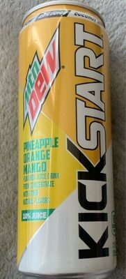 Mtn Dew Kickstart Hydrating Boost Pineapple Orange Mango W/Coconut Water Sparkling Juice Beverage Blend 12 Fluid Ounce Aluminum Can