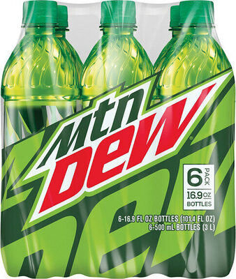 Mtn Dew Soda (6 - 16.9 Fluid Ounce) 101.4 Fluid Ounce 6 Pack Plastic Bottles