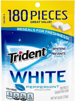 Peppermint White Sugar Free Gum, Peppermint
