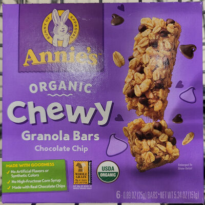 Annie's Organic Chewy Chocolate Chip Granola Bars 6 Count
