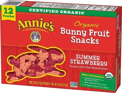 Summer Strawberry Flavored Organic Bunny Fruit Snacks, Summer Strawberry