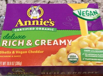 Annie's Vegan Mac Deluxe Rich and Creamy Shells and Vegan Cheddar