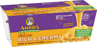 Annie's Deluxe Rich & Creamy Shells & Classic Cheddar Microcup 2 Pack