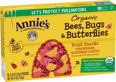Strawberry, Raspberry & Apple Organic Bees, Bugs & Butterflies Fruit Snacks, Strawberry, Raspberry & Apple