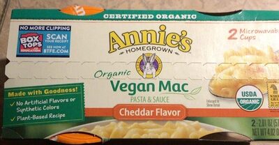 Cheddar Organic Vegan Mac Pasta & Sauce, Cheddar