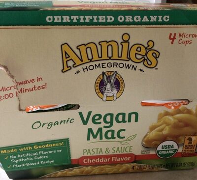 Cheddar Flavor Organic Vegan Mac Pasta & Sauce, Cheddar