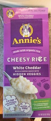 White Cheddar Rice & Cheese Sauce With Hidden Veggies Cheesy Rice, White Cheddar With Hidden Veggies